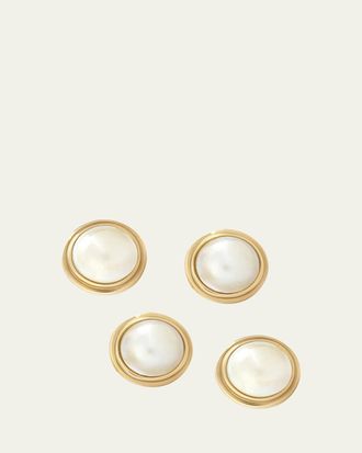 Jan Leslie Mens 18K Gold Mabe Pearl Shirt Studs