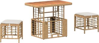 vidaXL Conjunto De Comedor De Jard&iacute;n 3 Uds. Natural Y Vidaxl