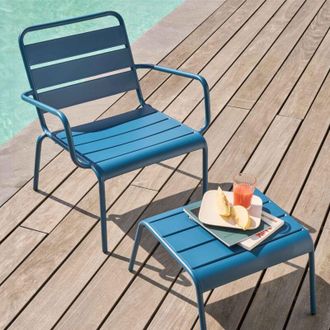 Oviala Oviala - Poltrona relax e poggiapiedi in metallo blu pacifico - Palavas