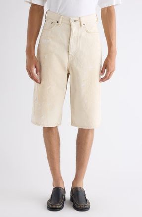 Acne Studios Judda Trafalgar Paint Splattered Denim Bermuda Shorts in White at Nordstrom, Size 36 Us