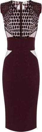 Elisabetta Franchi Kleedjes, Dames, Paars, XS, Tule, Jurk in lichtgewicht crêpe en tule stoffen met krokodillenborduursels