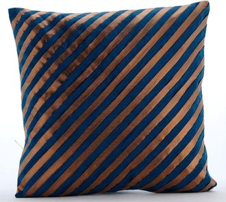 OEM Fundas De Almohada Con Cremallera Homecentric, Decoradas En Color Turquesa, Con Pliegues Met&aacute;licos De Sarga, 35,5 X 35,5 Cm, Paquete De 2