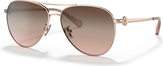 Coach Brown Pink Gradient Pilot Ladies Sunglasses HC7128 9331U8 58