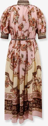 Zimmermann Womens Long Dress Aster Billow Pink Silk