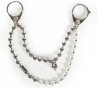 Alexander McQueen Pearl & Skull Double Chain Charm