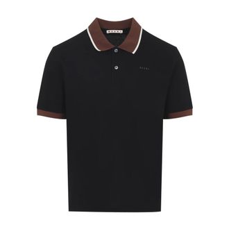 Marni Polo Shirts, male, Black, Size: XL Cotton Polo