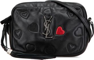 Saint Laurent Pre-owned Womens Camera Bag Hearts Leather Crossbody - Black - One Size