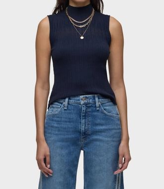 Hudson Mock Neck Sweater Tank In Navy