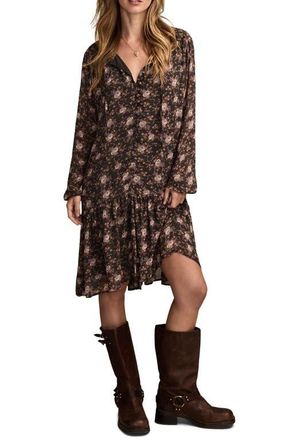 Lucky Brand Floral Long Sleeve Dress in Black Multi at Nordstrom, Size Small