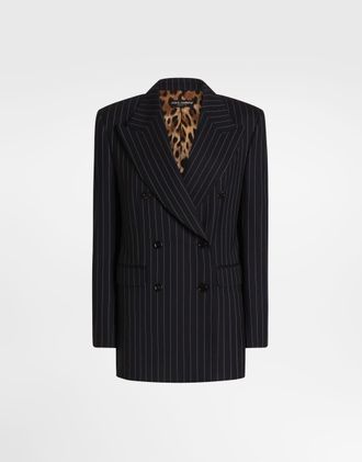 Dolce & Gabbana Linda Double-breasted Jacket In Pinstripe Wool - Woman Blazers Multi-colored Wool 38