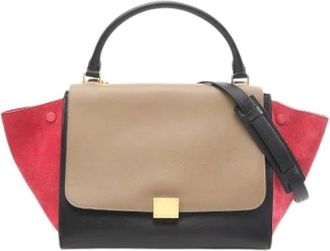 Celine Pre-owned Handbags, female, Multicolor, Size: ONE SIZE Pre-owned Trapeze Medium Leather Suede Handbag
