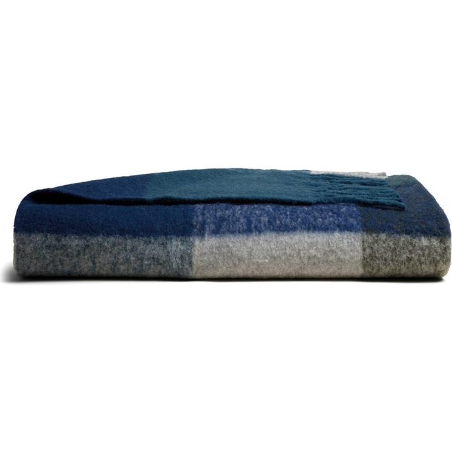 Plaid Wool & Alpaca Blend Throw Blanket - Thumbnail 3