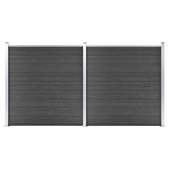 vidaXL Juego De Paneles De Valla Wpc Negro 353x186 Cm Vidaxl