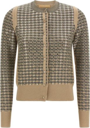 Ermanno Scervino Cardigan met pailletten en lange mouwen - Dames - Vesten - Beige - M - Pailletten - Truien & Vesten