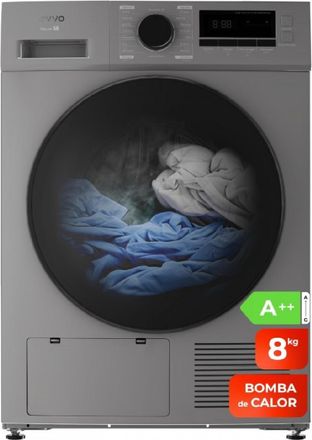 Cecotec Evvo Secadora De Ropa 8kg S8 - Secadora Bomba Calor Con Sensor De Humedad Y 16 Programas, Antiarrugas, Airfresh, Aire Fr&iacute;o, Luz