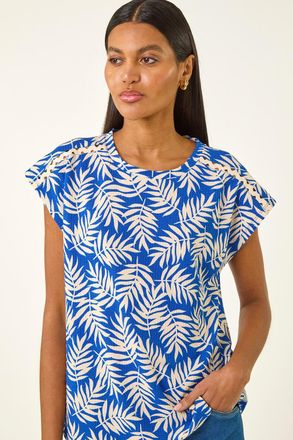 Roman Textured Floral Print Stretch Top