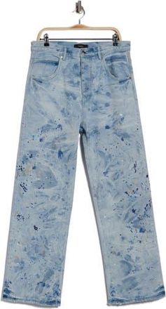 Purple Bleach Paint Embroidery Jeans in Light Indigo at Nordstrom Rack, Size 33