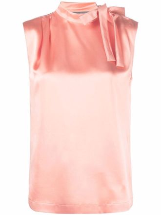 Alberta Ferretti bow-detail satin blouse - women - Silk - 44 - Pink