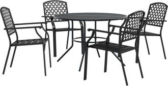 vidaXL Stackable Garden Chair Set 5 pcs Anthracite Powder-coated Steel vidaXL