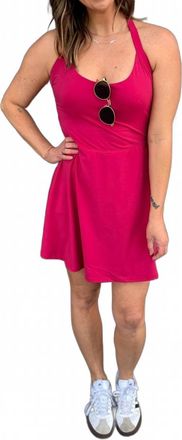 Mono B Twist-Back Active A-Line Dress In Pink