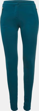 Roberto Cavalli Blue Stretch Crepe Skinny Trousers