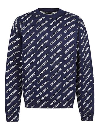 Balenciaga Allover logo cotton crewneck sweater