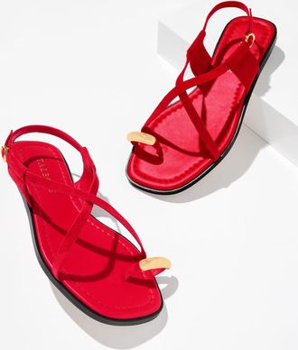 Talbots Gena Ring Suede Sandal - Red - 10 1/2 M Talbots