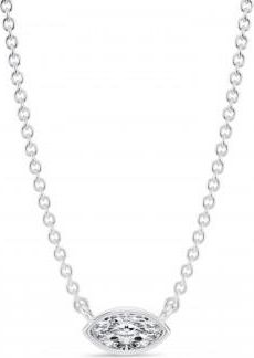 Allurez Marquise Lab Diamond Solitaire Pendant Necklace 14K White Gold (0.25ct)