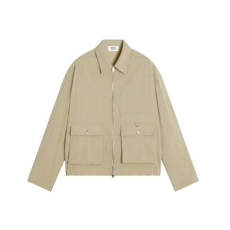 Maison Kitsun&eacute; Jacket met Rits - Heren - Zomerjassen - Beige - M - Nylon - Jassen