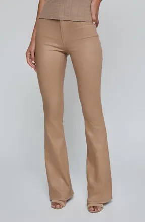 L'agence Marty Coated High Waist Flare Leg Jeans in Cappuccino Coated at Nordstrom, Size 33
