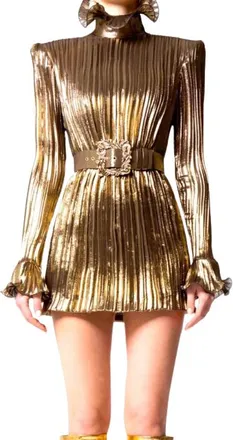 Andrew Gn Gold Metallic Mini Dress Size M