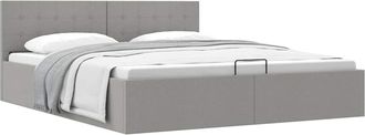 vidaXL Cama Hidr&aacute;ulica Almacenaje Sin Colch&oacute;n Gris Claro 180x200 Cm Vidaxl