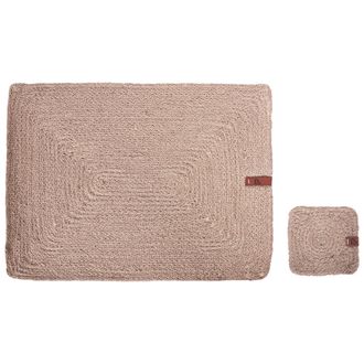 Beliani Conjunto De 12 Manteles Individuales Y Posavasos 30 X 40/10 X 10 Cm De Yute Natural Hecho A Mano Rectangulares Comedor Estilo Boho Natural Saltbush