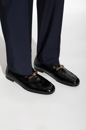 Versace Leather Shoes Type Loafers, Mens, Black