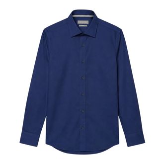 Michael Kors Casual Shirts, male, Blue, Size: 3XL Dobby Engineerd Modern Fit Shirt