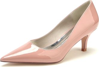 Generic Comfort Bridal Shoes Womens Kitten Heels Wedding Party Shoes Closed Pointed Toe Dress Slip on Pumps 6Cm,Nude Pink,8 UK