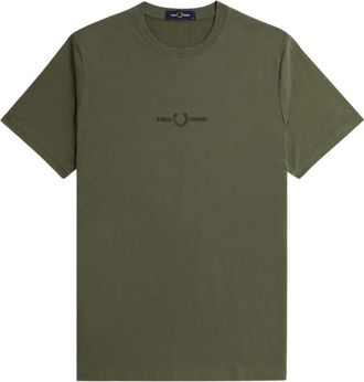 Fred Perry Geborduurde T-Shirt Groene Top - Heren - T-shirts - Groen - XL - Katoen - Tops