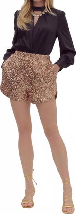Entro High Waisted Sequin Shorts In Gold