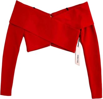 Cushnie et Ochs Issa Crop Top Off The Shoulder Top In Red