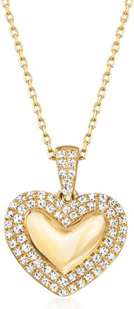 RS Pure Ross-Simons Diamond Heart Pendant Necklace in 14kt Yellow Gold
