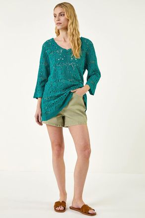 Roman Cotton Crochet Tunic Top