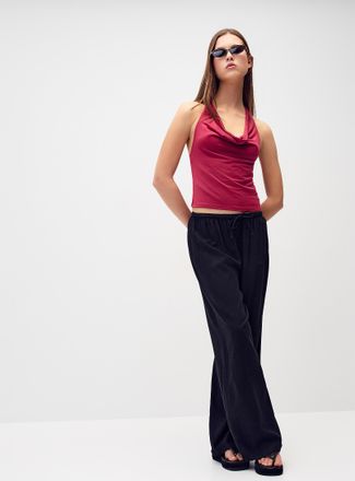 Twik Womens Viscose and linen wide-leg pant