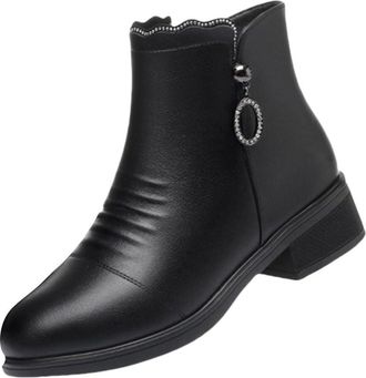 Generic Womens Tan Ankle Boots Ladies Walking Ankle Boots Side Zipper Booties for Women Booties Short Single Shoes for Ladies Casual Shoes Taupe Women (Black,