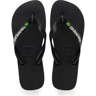 Havaianas Brazil Logo Flip Flop in Black/black at Nordstrom, Size 5
