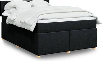 vidaXL Cama Box Spring Con Colch&oacute;n Tela Negro 140x200 Cm Vidaxl