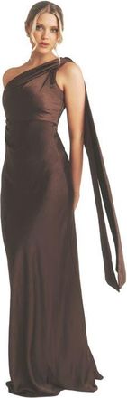 Six Stories One Shoulder Drape Bridesmaid Dress in Chocolate at Nordstrom, Size 14