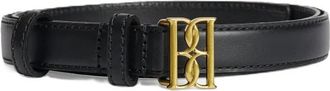 By Malene Birger Zwarte leren riem met monogramgesp - Dames - Riemen - Zwart - ONE Size - Leer - Accessoires