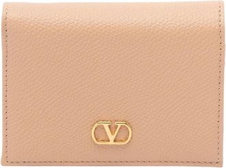 Valentino Accessoires, Dames, Roze, ONE Size, Leer, VLogo Signature Grainy Calfskin Portemonnee