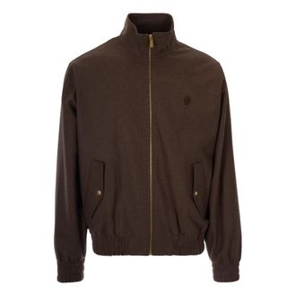 Dr&ocirc;le de Monsieur Geborduurde Fluwelen Track Jacket - Heren - Bomber jackets - Bruin - S - Wol - Jassen