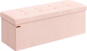 Songmics Puff almacenaje plegable de 38 x 110 x 38 cm de color rosa